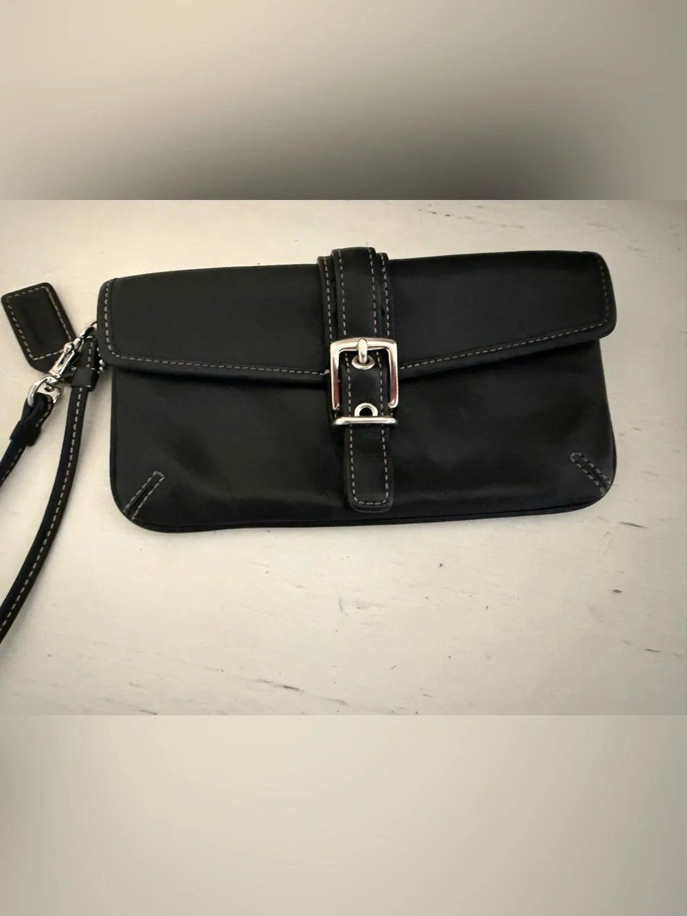 Coach Y2K soho black leather wristlet with strap and hang tag